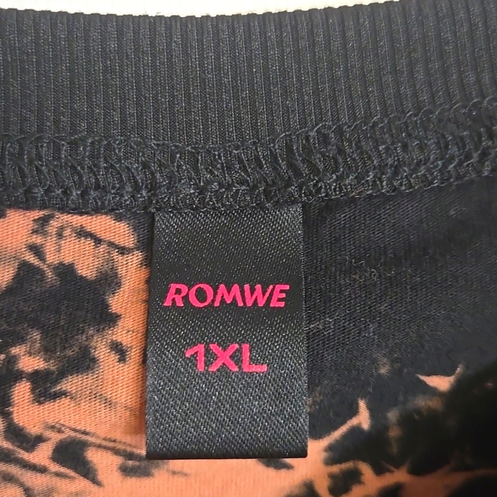 Romwe 1XL Reverse Tie Dye Skeleton Hands Accented Chest Sheath Dress - Picture 5 of 11